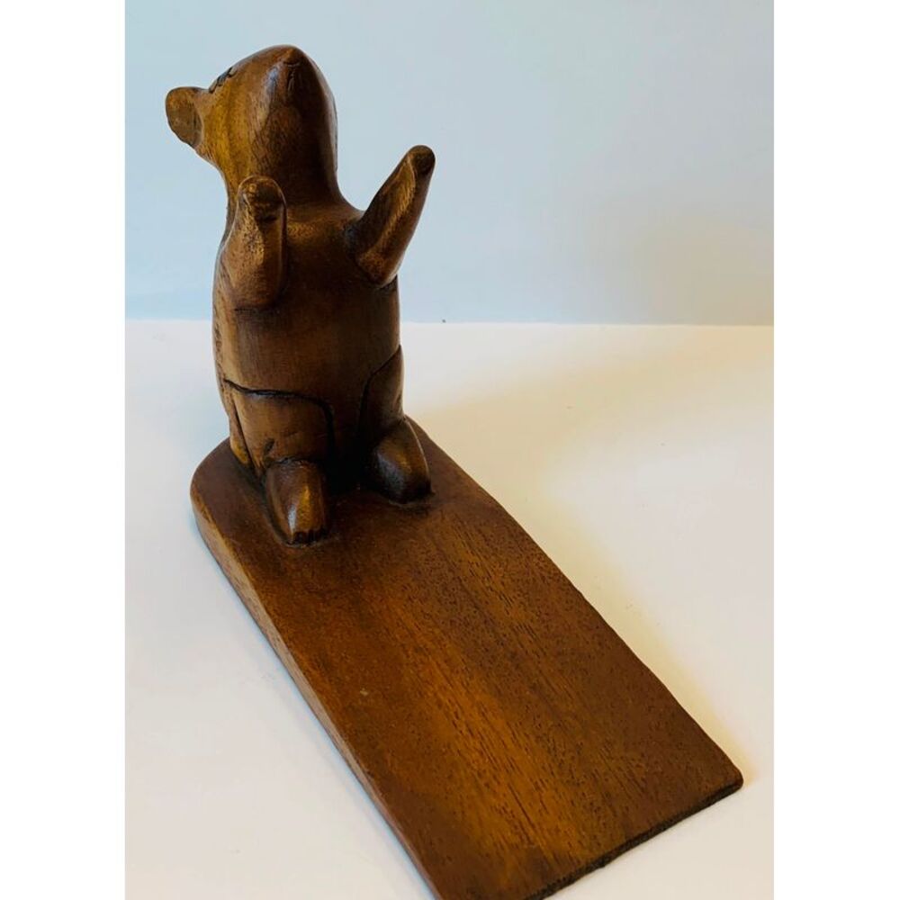 Mouse Doorstop Carved Wood Stained - Picture 5 of 8